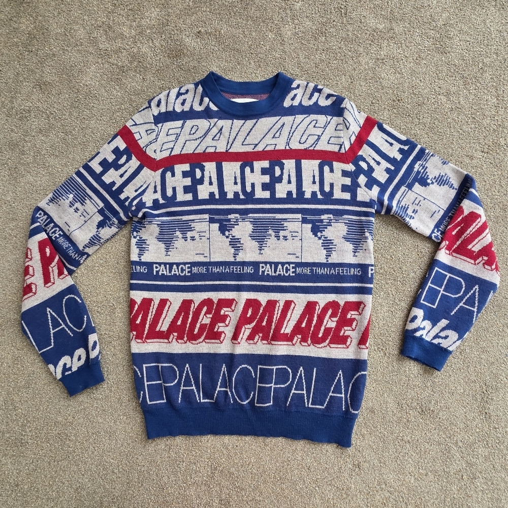 PALACE Crewneck Sweater Multi Font Knit Mens Small